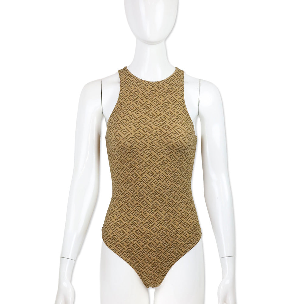 Fendi x Skims Brown Monogram High-Neck Bodysuit