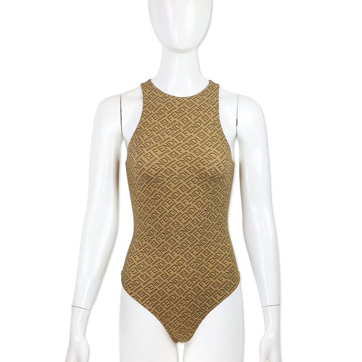 Fendi x Skims Brown Monogram High-Neck Bodysuit