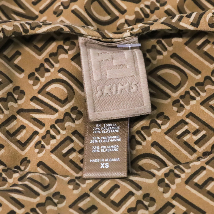 Fendi x Skims Brown Monogram High-Neck Bodysuit