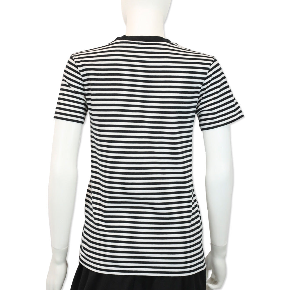 Fiorucci Black/White Striped Logo Print Crew Neck T-Shirt