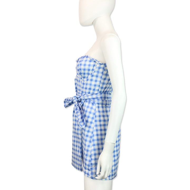 For Love & Lemons Blue Gingham Dixie Mini Dress
