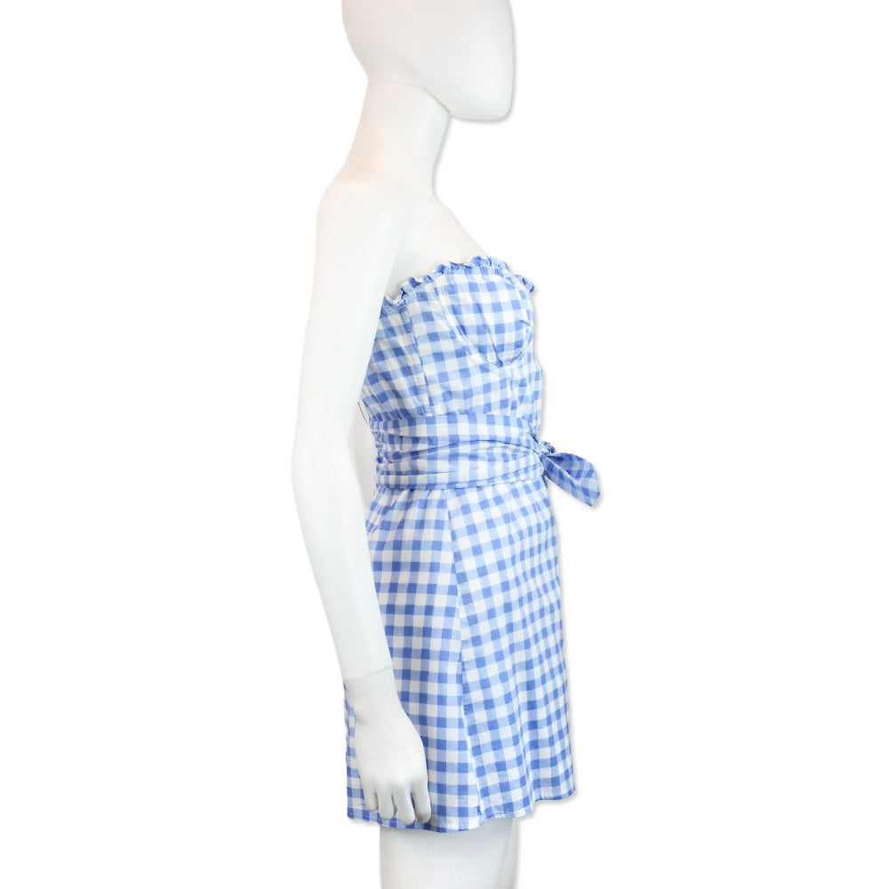 For Love & Lemons Blue Gingham Dixie Mini Dress
