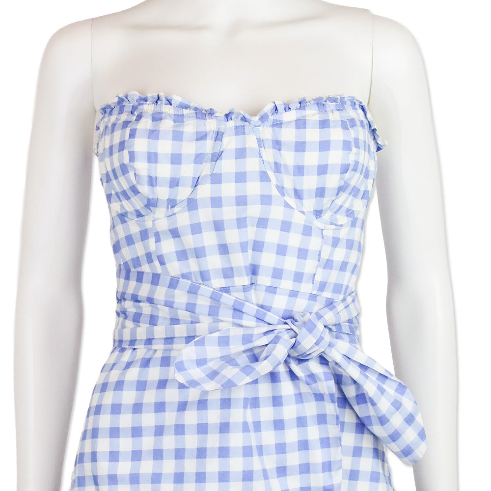 For Love & Lemons Blue Gingham Dixie Mini Dress