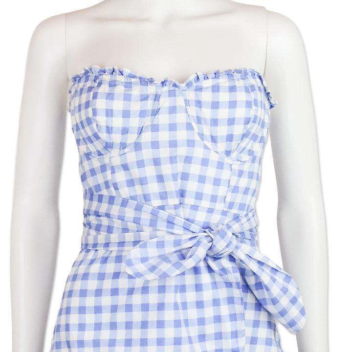 For Love & Lemons Blue Gingham Dixie Mini Dress