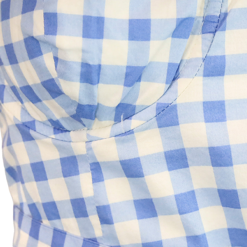 For Love & Lemons Blue Gingham Dixie Mini Dress