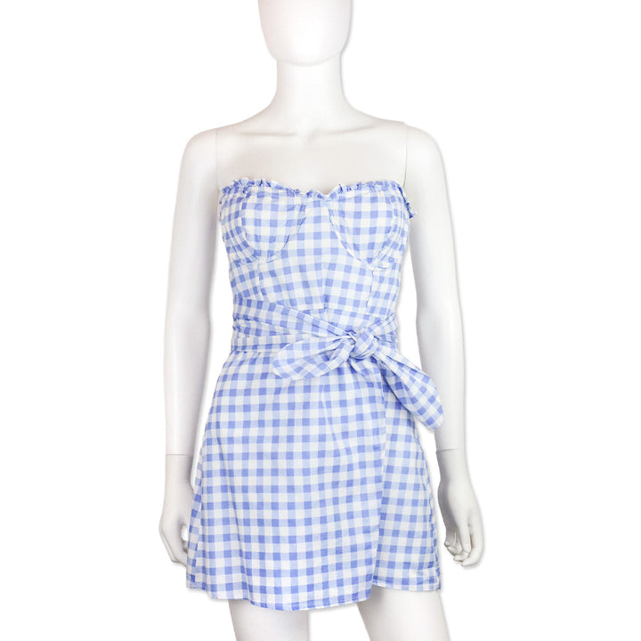 For Love & Lemons Blue Gingham Dixie Mini Dress