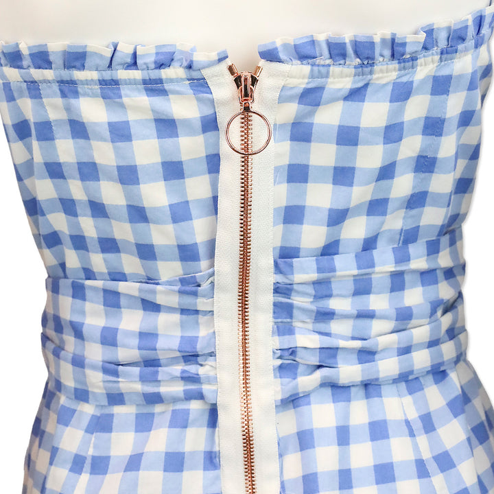 For Love & Lemons Blue Gingham Dixie Mini Dress