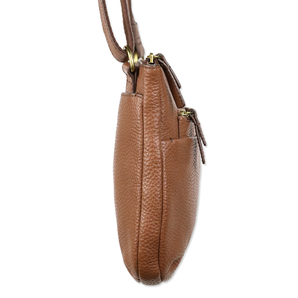 Fossil Tessa Cognac Gold Pebble Leather Crossbody Bag