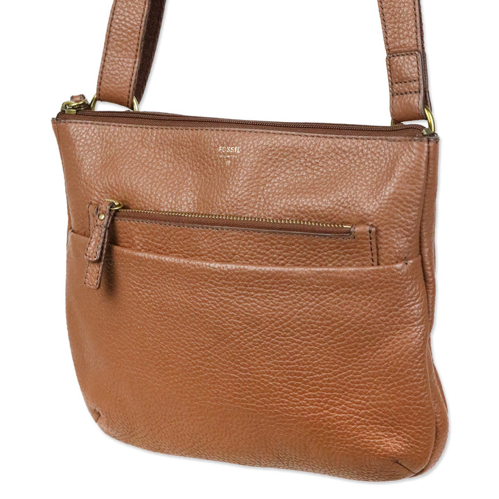 Fossil Tessa Cognac Gold Pebble Leather Crossbody Bag