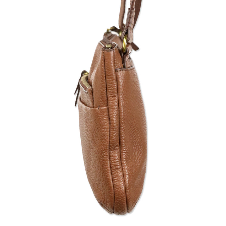 Fossil Tessa Cognac Gold Pebble Leather Crossbody Bag