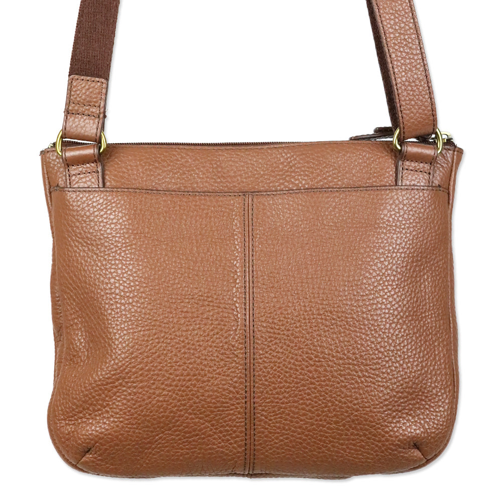 Fossil Tessa Cognac Gold Pebble Leather Crossbody Bag