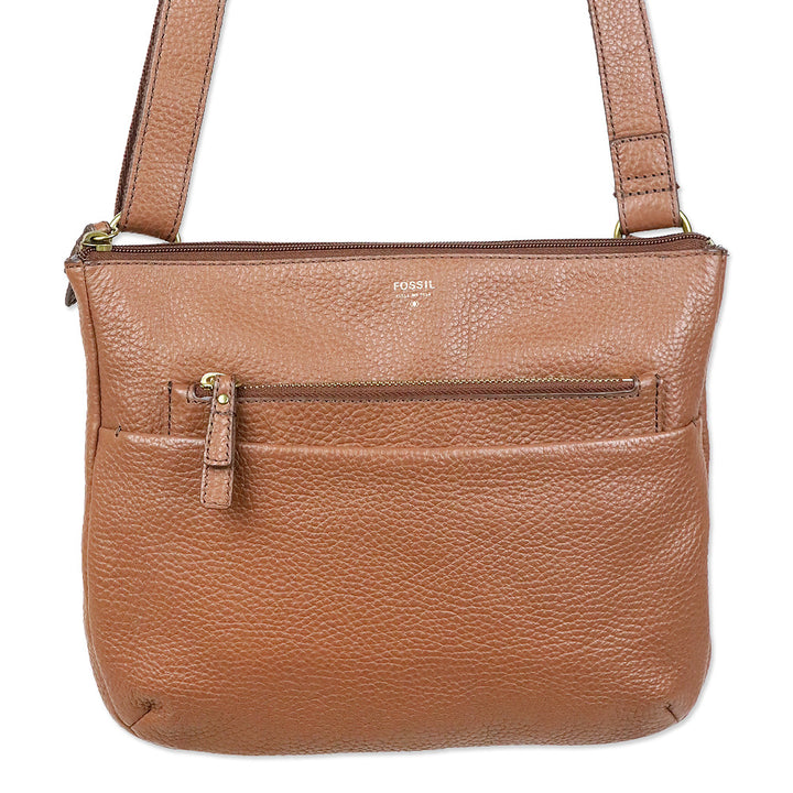 Fossil Tessa Cognac Gold Pebble Leather Crossbody Bag