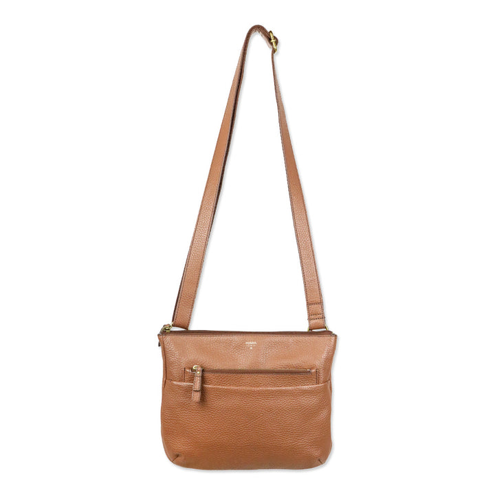 Fossil Tessa Cognac Gold Pebble Leather Crossbody Bag