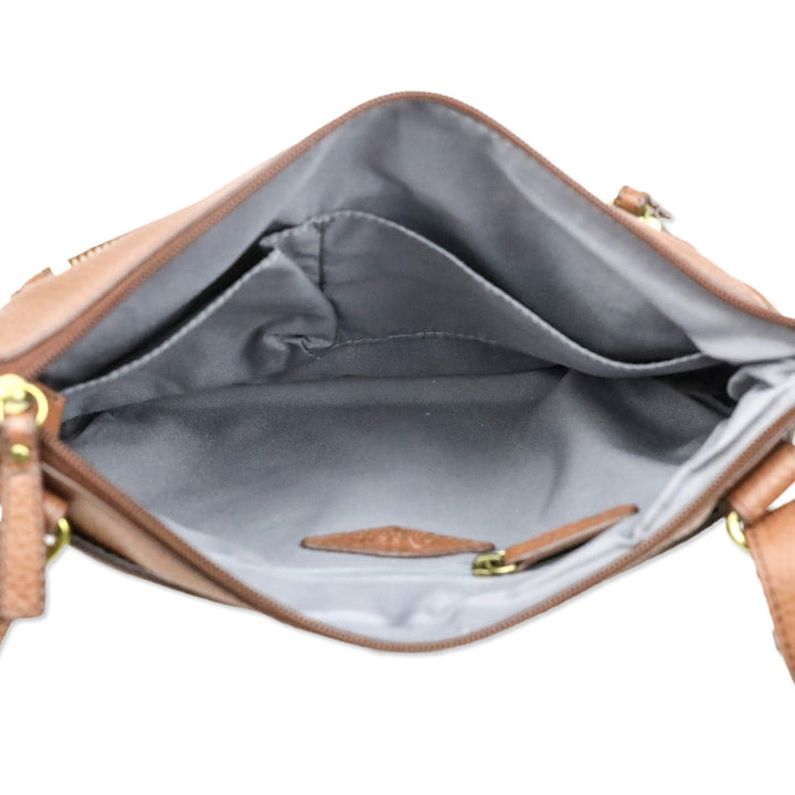 Fossil Tessa Cognac Gold Pebble Leather Crossbody Bag