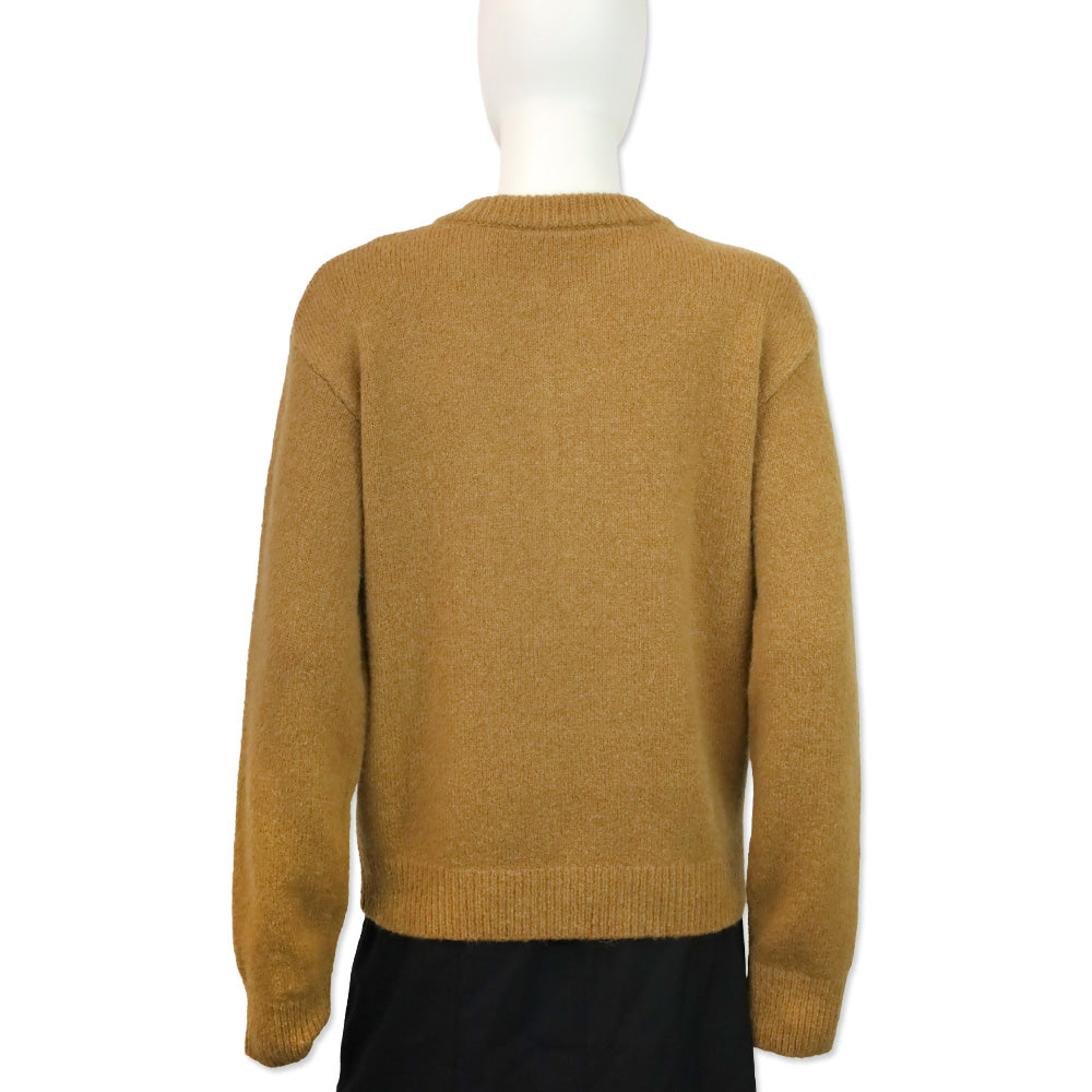 Frame Camel Leather Placket Henley Alpaca-Blend Sweater