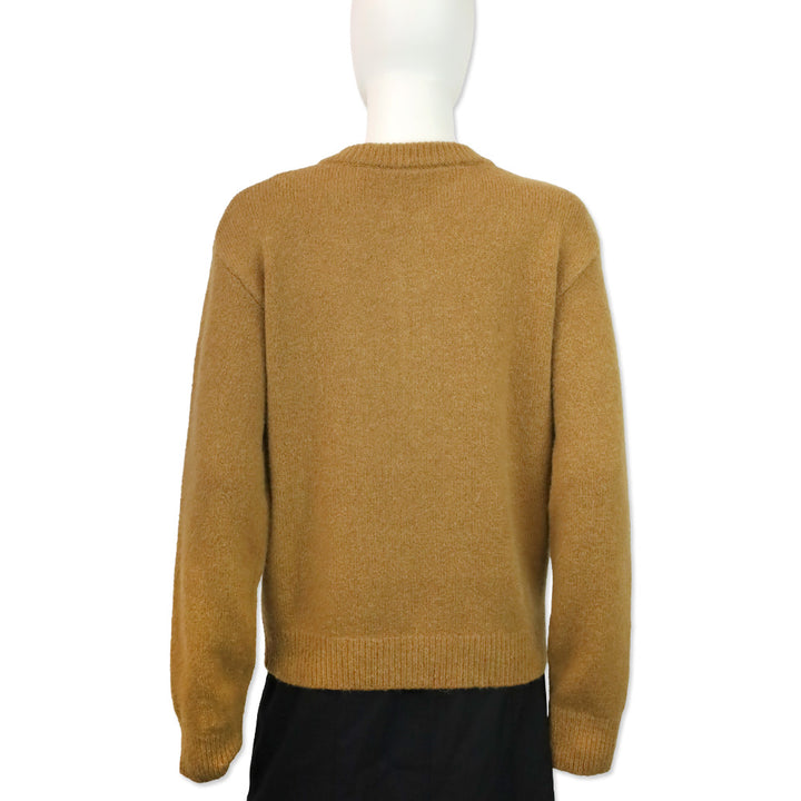 Frame Camel Leather Placket Henley Alpaca-Blend Sweater