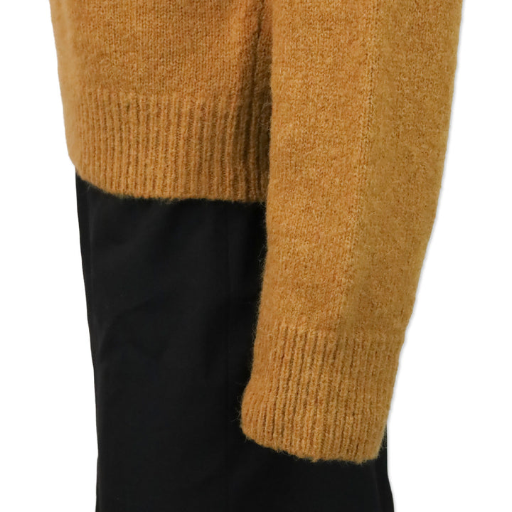 Frame Camel Leather Placket Henley Alpaca-Blend Sweater
