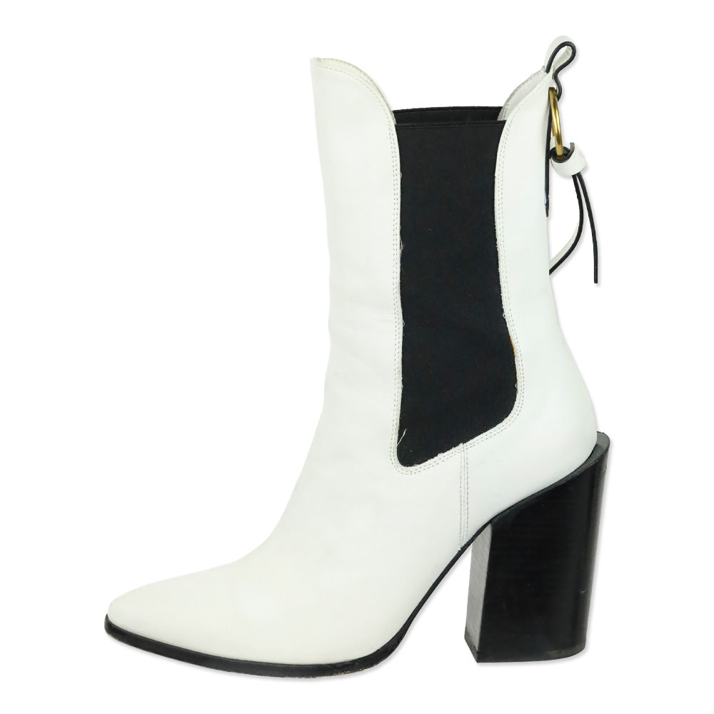 Frame Le Manhattan White Leather Bootie