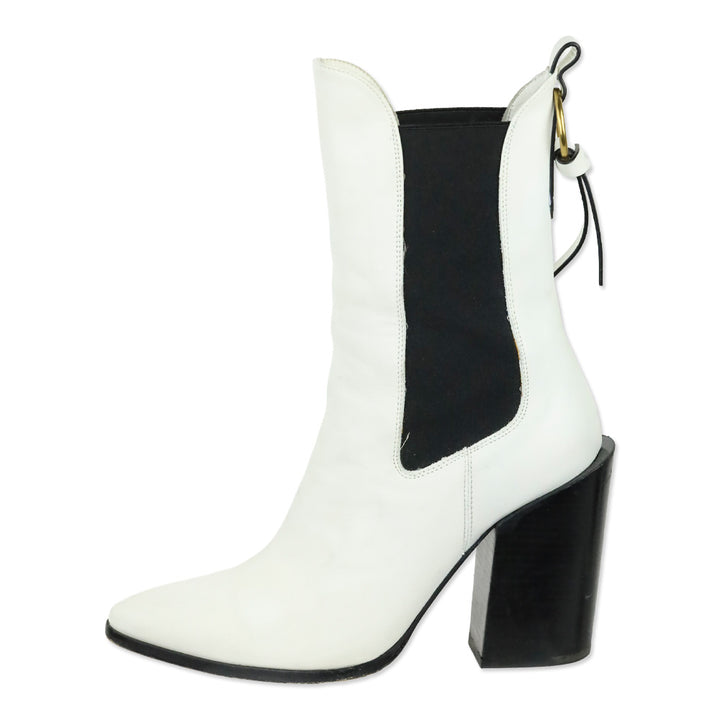 Frame Le Manhattan White Leather Bootie