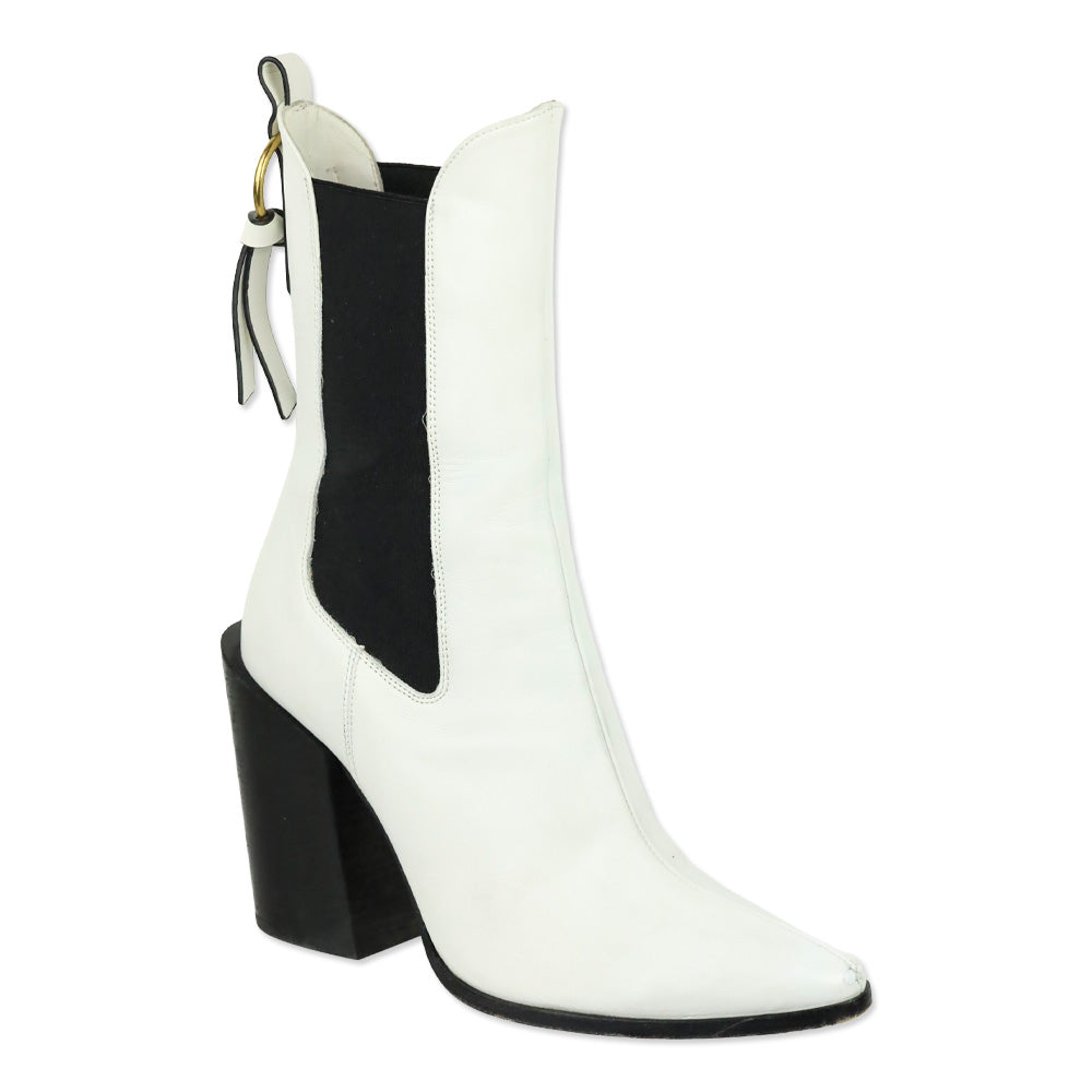 Frame Le Manhattan White Leather Bootie