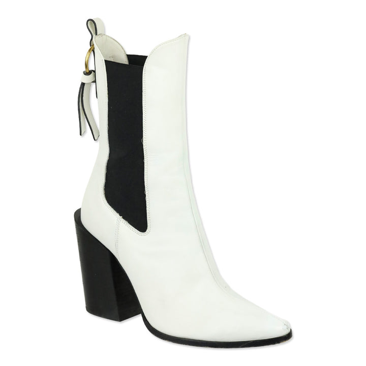 Frame Le Manhattan White Leather Bootie