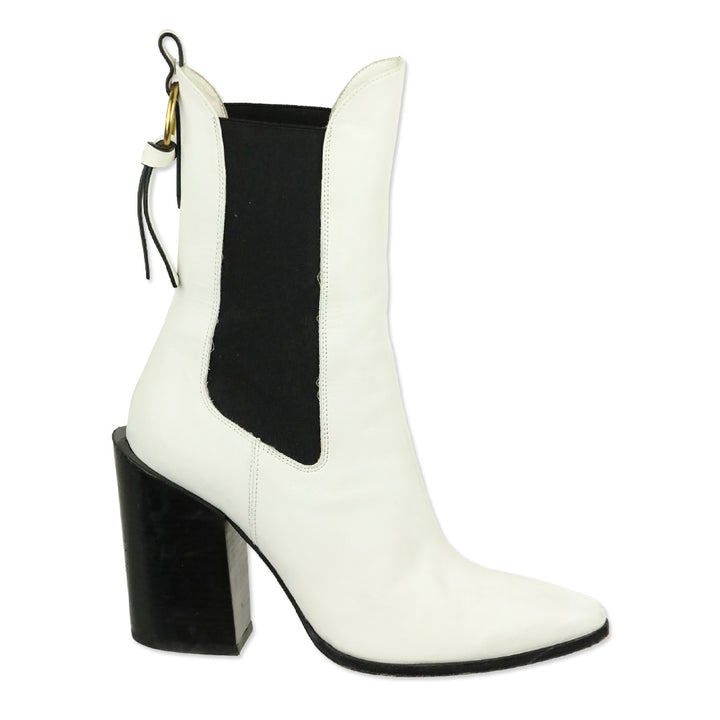 Frame Le Manhattan White Leather Bootie