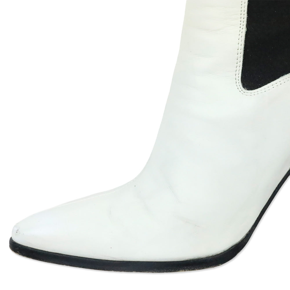 Frame Le Manhattan White Leather Bootie
