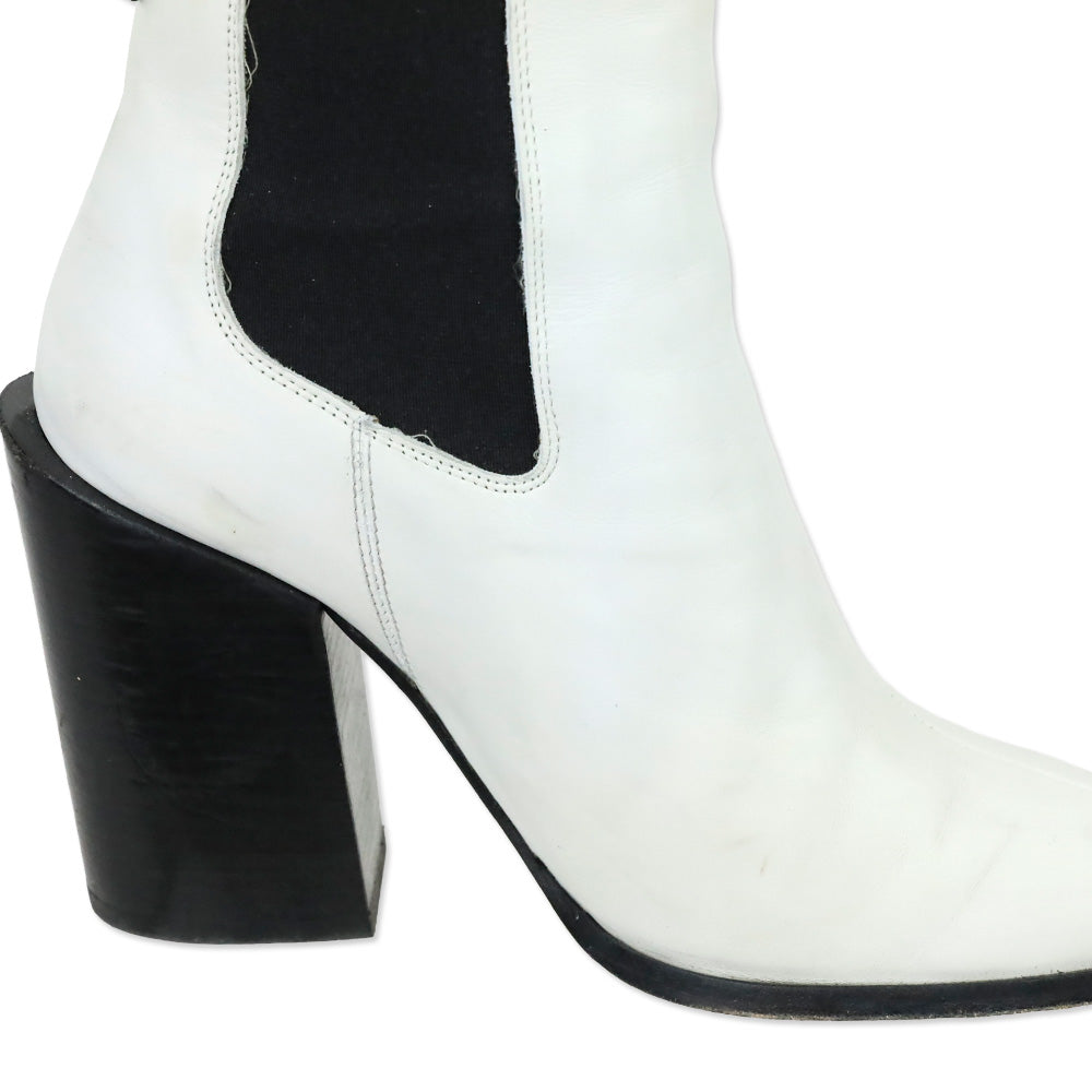 Frame Le Manhattan White Leather Bootie