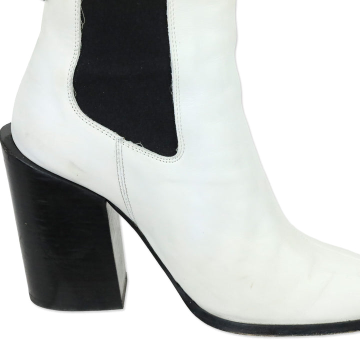 Frame Le Manhattan White Leather Bootie