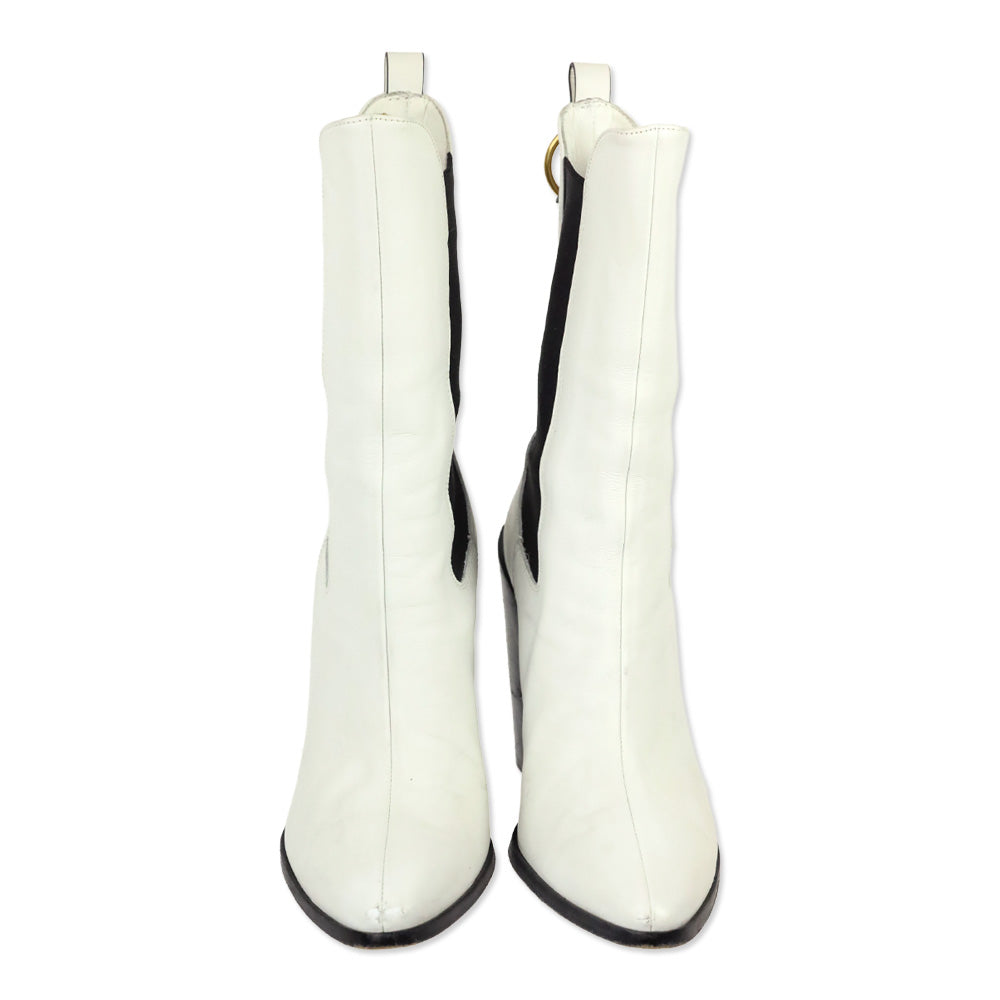 Frame Le Manhattan White Leather Bootie
