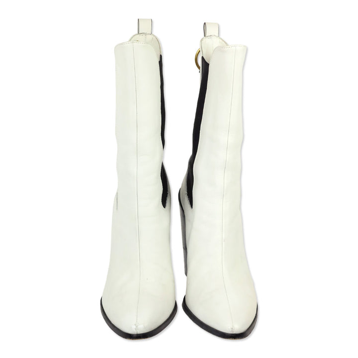 Frame Le Manhattan White Leather Bootie