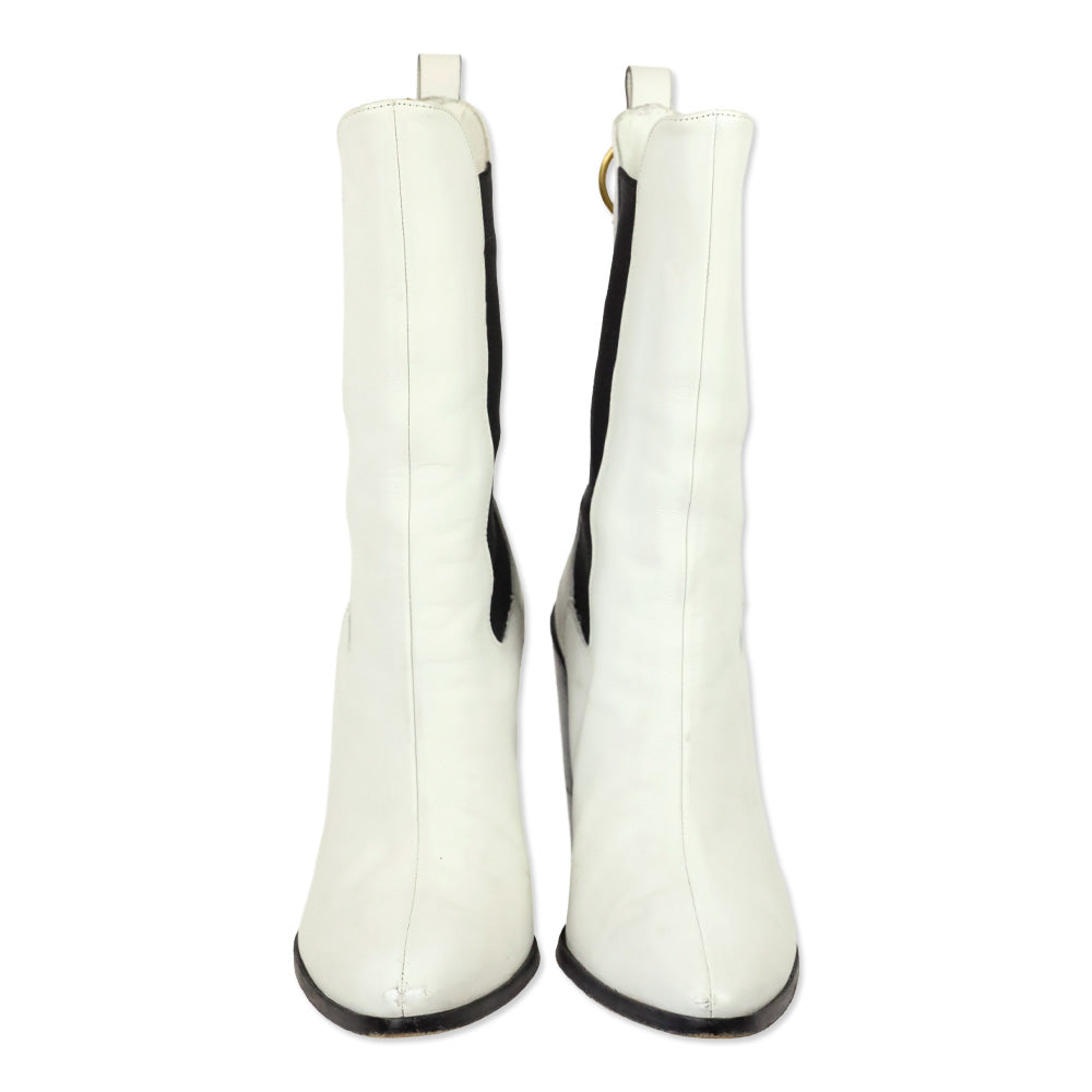 Frame Le Manhattan White Leather Bootie