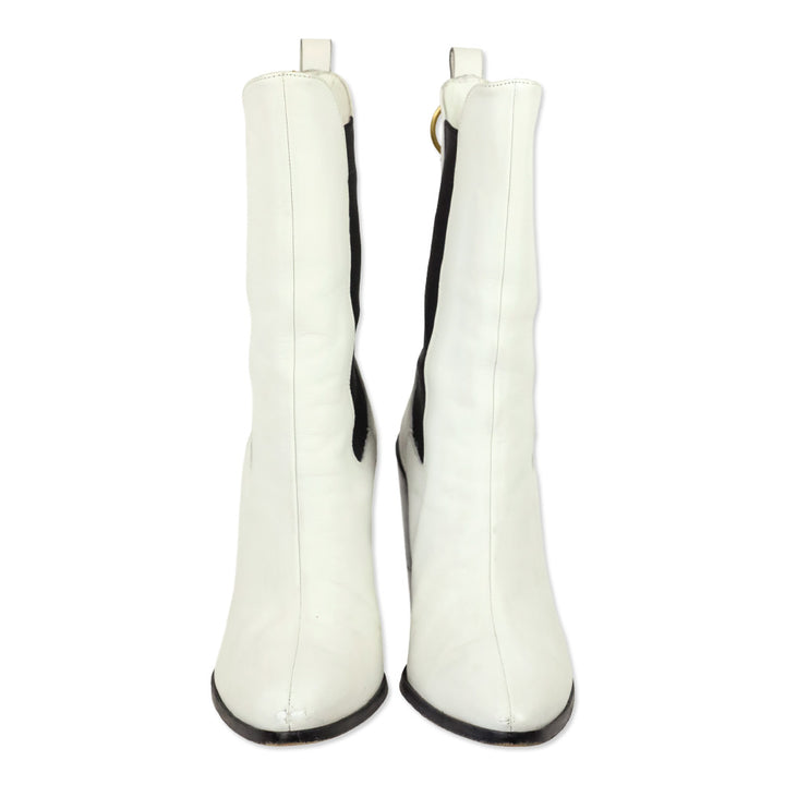 Frame Le Manhattan White Leather Bootie