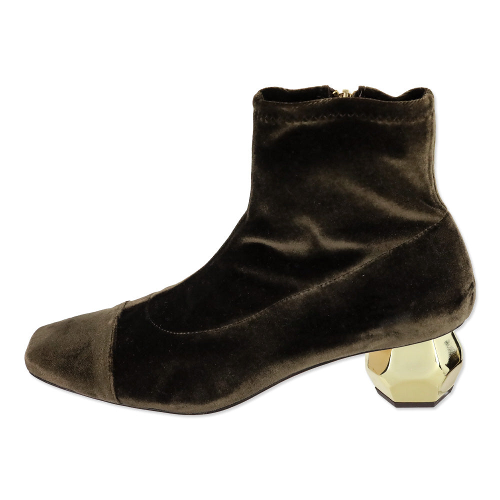 Frances Valentine Chocolate Stretch Velvet Marnie Boot