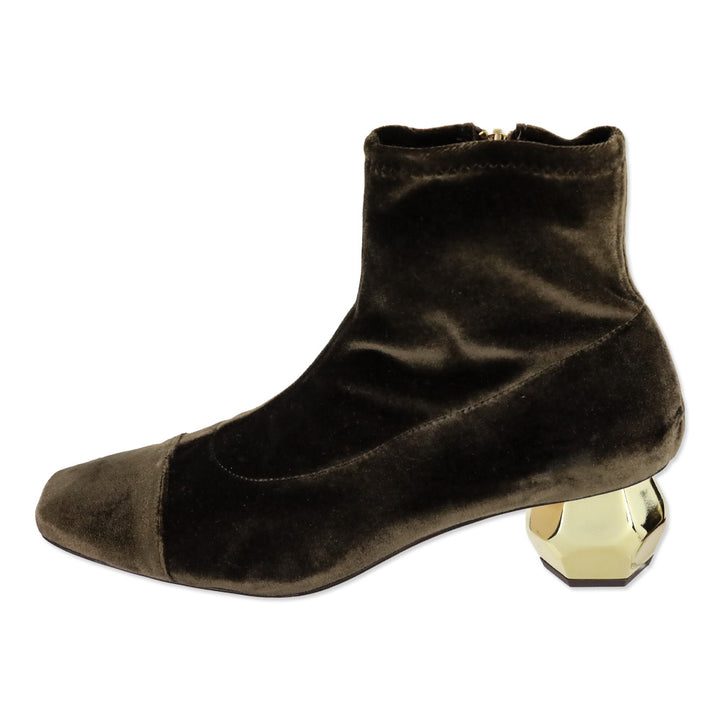 Frances Valentine Chocolate Stretch Velvet Marnie Boot