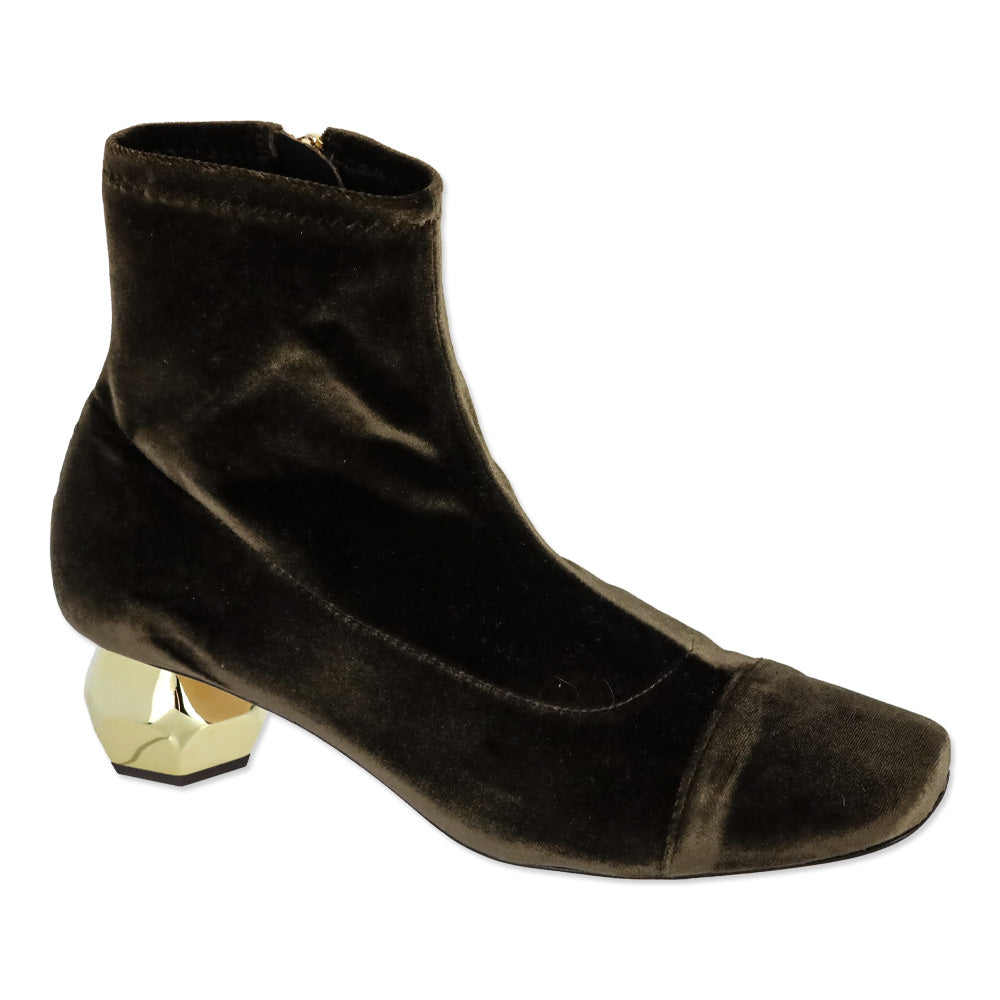Frances Valentine Chocolate Stretch Velvet Marnie Boot