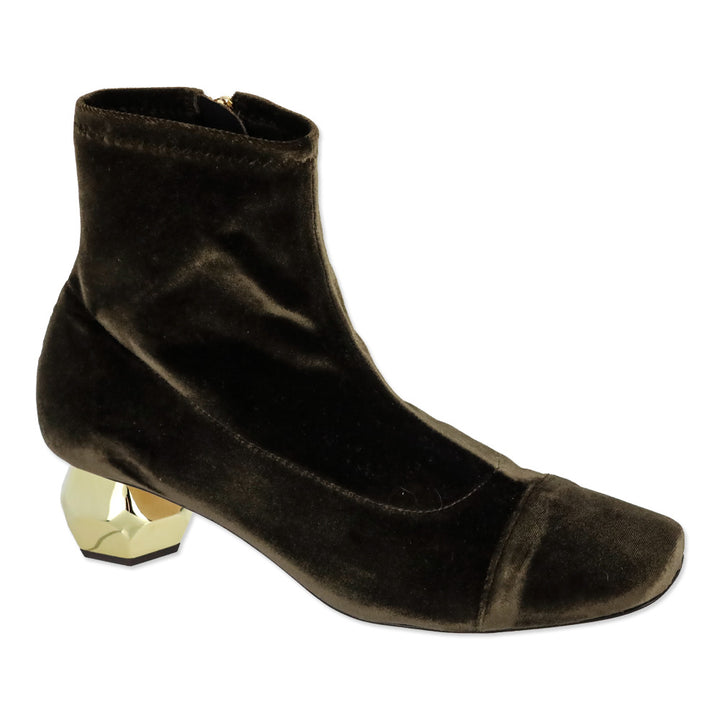 Frances Valentine Chocolate Stretch Velvet Marnie Boot