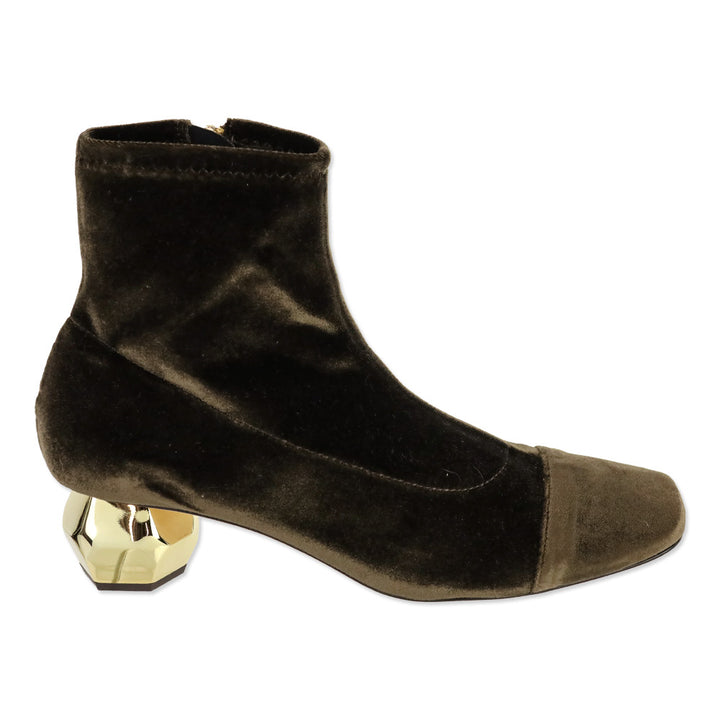 Frances Valentine Chocolate Stretch Velvet Marnie Boot
