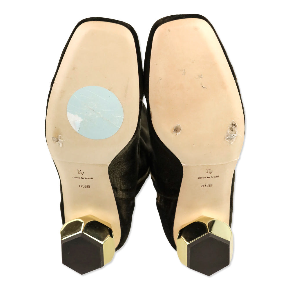 Frances Valentine Chocolate Stretch Velvet Marnie Boot