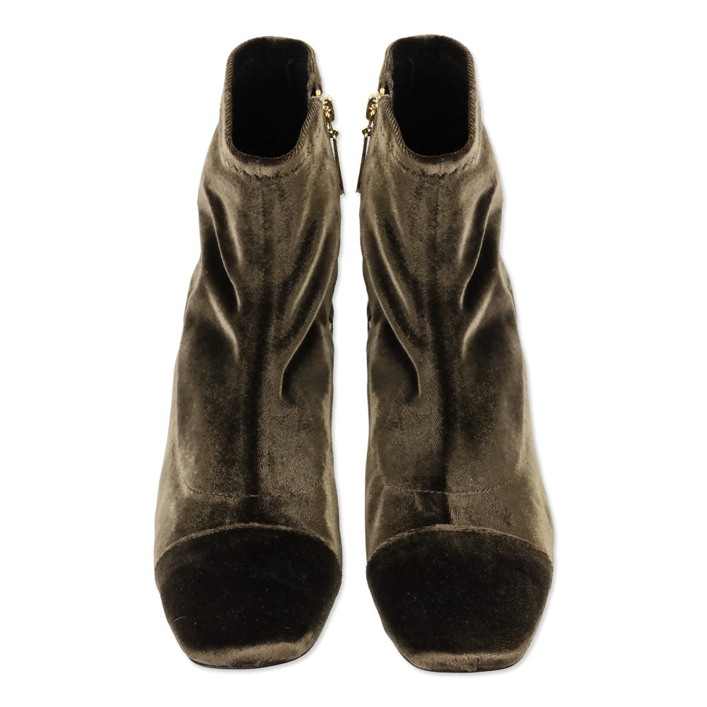 Frances Valentine Chocolate Stretch Velvet Marnie Boot