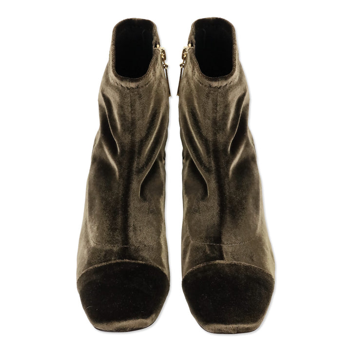 Frances Valentine Chocolate Stretch Velvet Marnie Boot