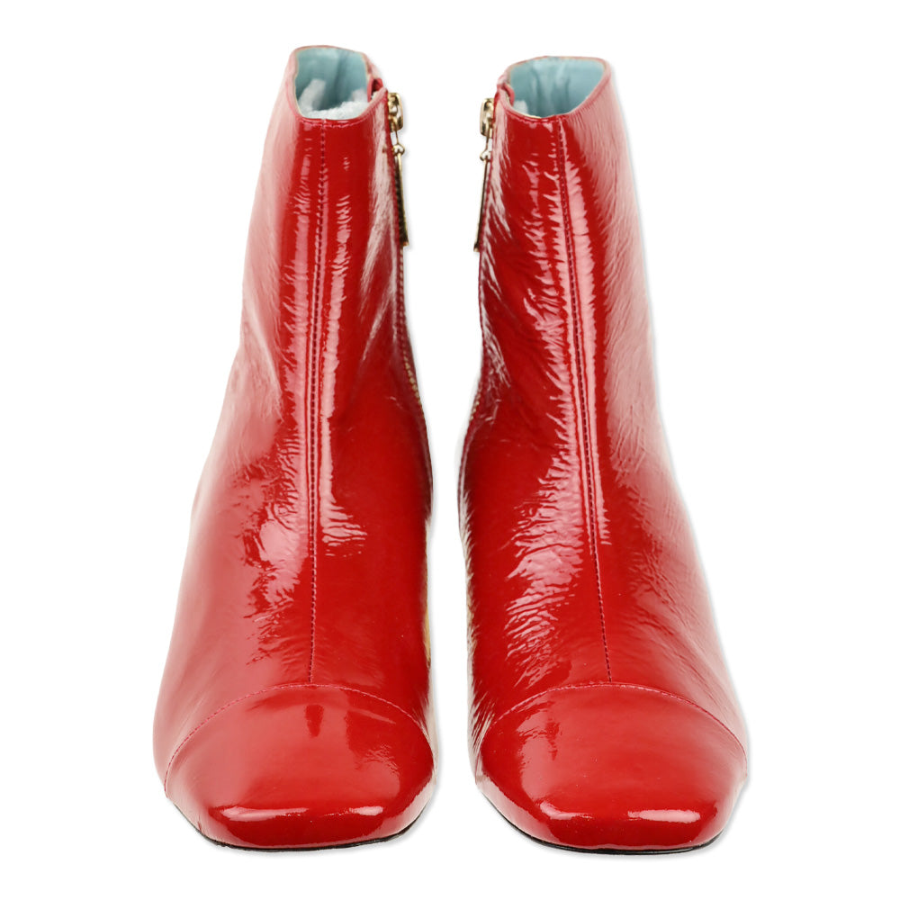 Frances Valentine Cranberry Soft Patent Leather Marnie Boot