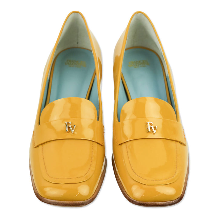 Frances Valentine Mustard Soft Patent Twiggy Loafer Pump
