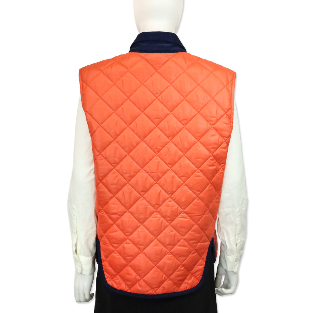Frances Valentine Orange/Navy Blue Tuckernuck Corduroy Collar Quilted Vest