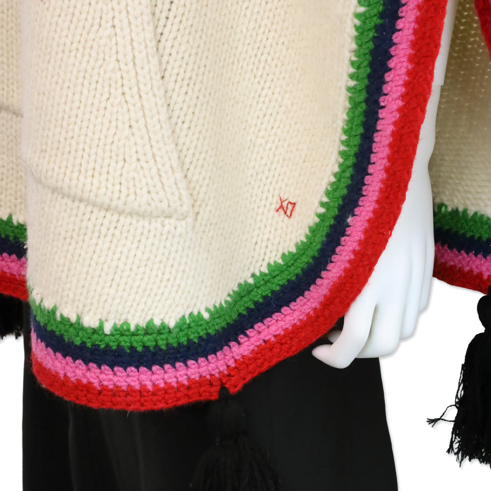 Frances Valentine Oyster/Multi Wool Knit Fair Isle Festival Poncho