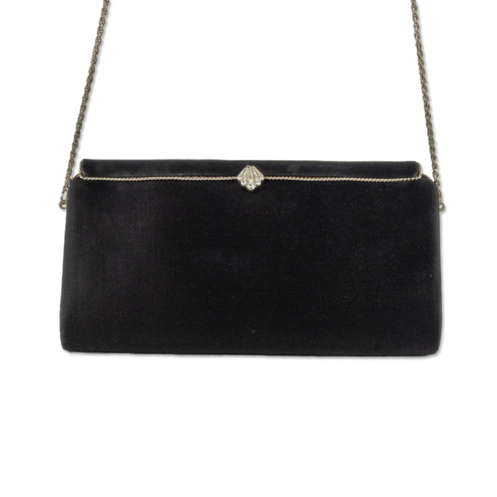 Franchi Black Silk Crystal Frame Clutch