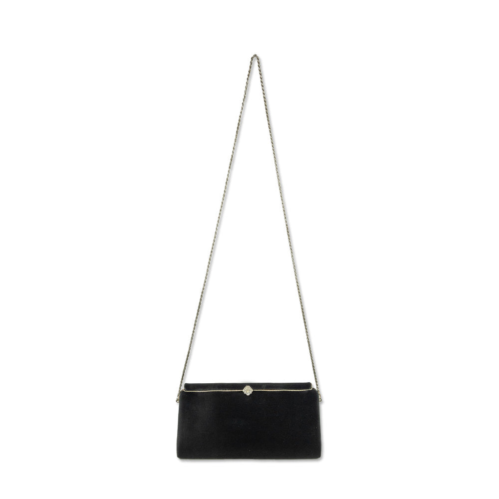 Franchi Black Silk Crystal Frame Clutch