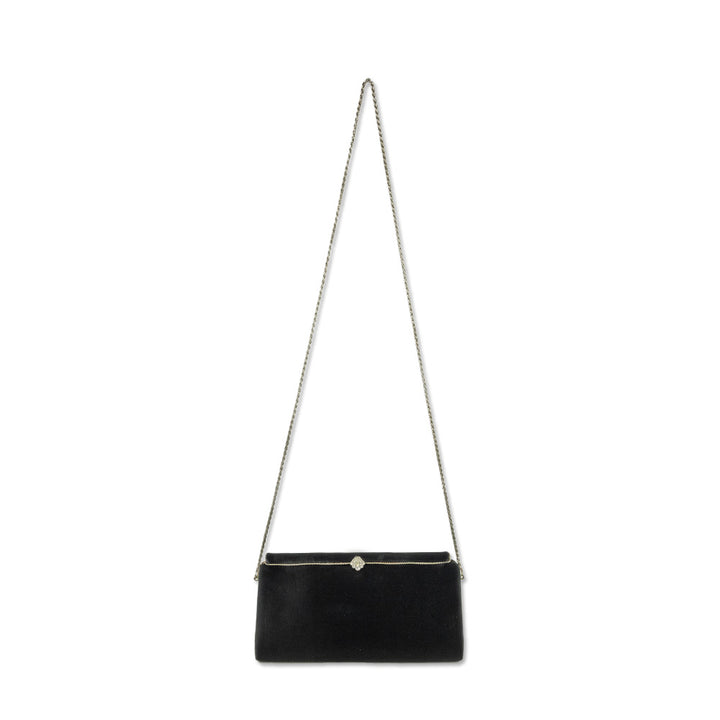 Franchi Black Silk Crystal Frame Clutch