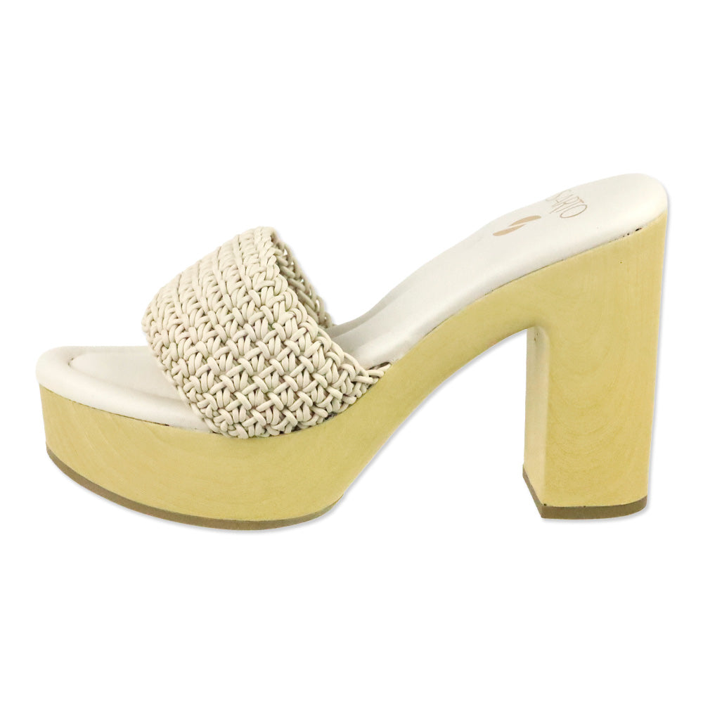 Franco Sarto White Woven Platform Wendy Clogs