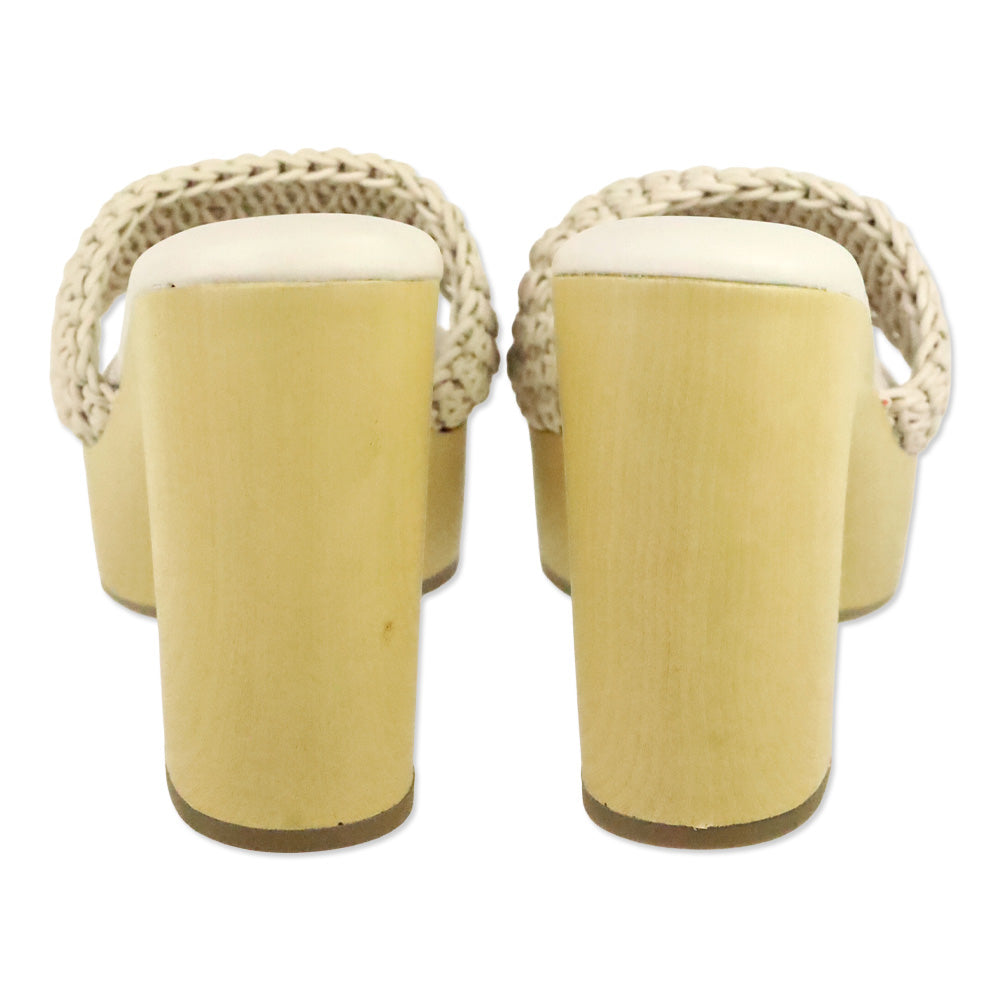 Franco Sarto White Woven Platform Wendy Clogs